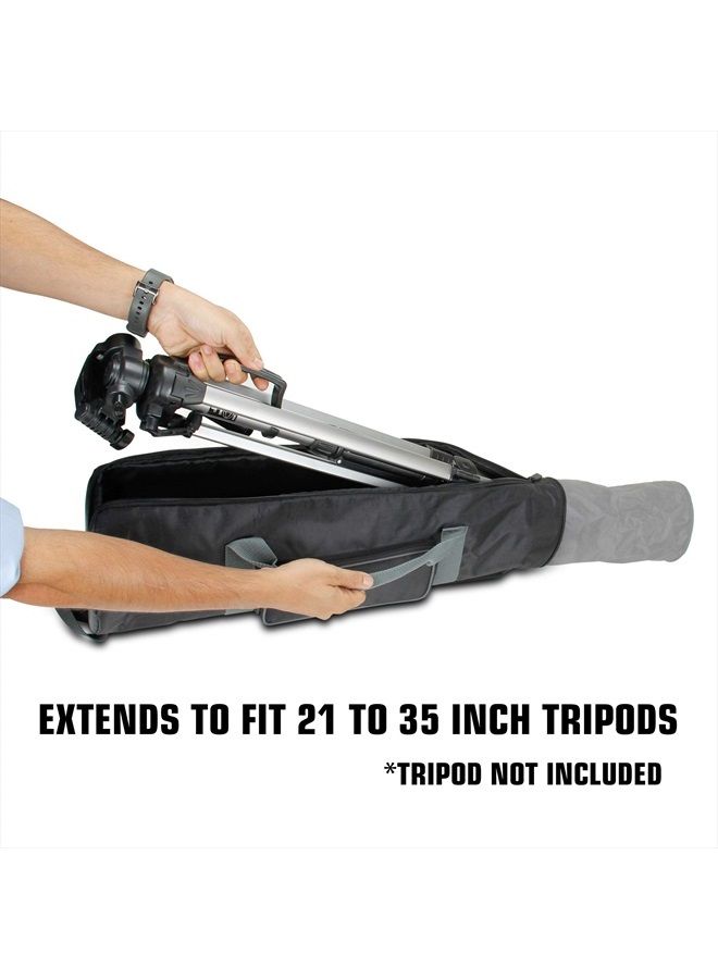 USA Gear Padded Tripod Case Bag - Holds Tripods from 21 to 35 inches - Adjustable Size Extension, Storage Pocket and Shoulder Strap for Professional Camera Accessories and Photo Carrying Needs - Image 4