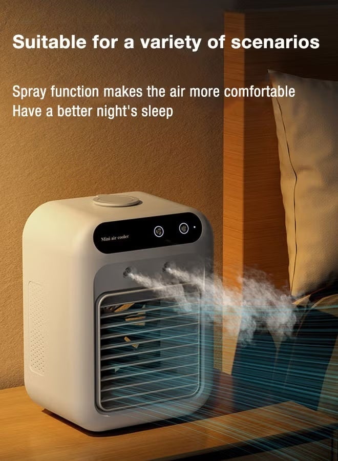 Portable Air Conditioner Portable and rechargeable Fan Mini Evaporative Air Cooler 2 Wind Speeds and 2 Spray Modes for Office Home Dorm 500ml water tank White - Image 1