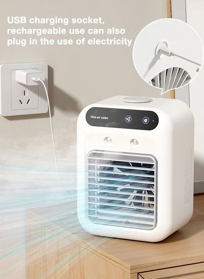 Portable Air Conditioner Portable and rechargeable Fan Mini Evaporative Air Cooler 2 Wind Speeds and 2 Spray Modes for Office Home Dorm 500ml water tank White - Image 5