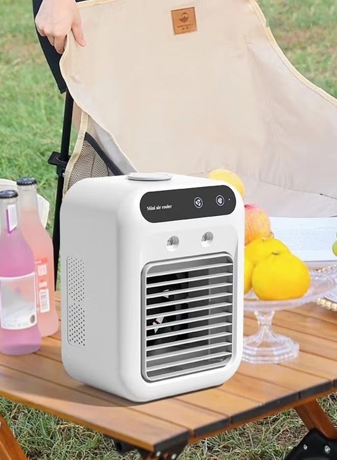 Portable Air Conditioner Portable and rechargeable Fan Mini Evaporative Air Cooler 2 Wind Speeds and 2 Spray Modes for Office Home Dorm 500ml water tank White - Image 2