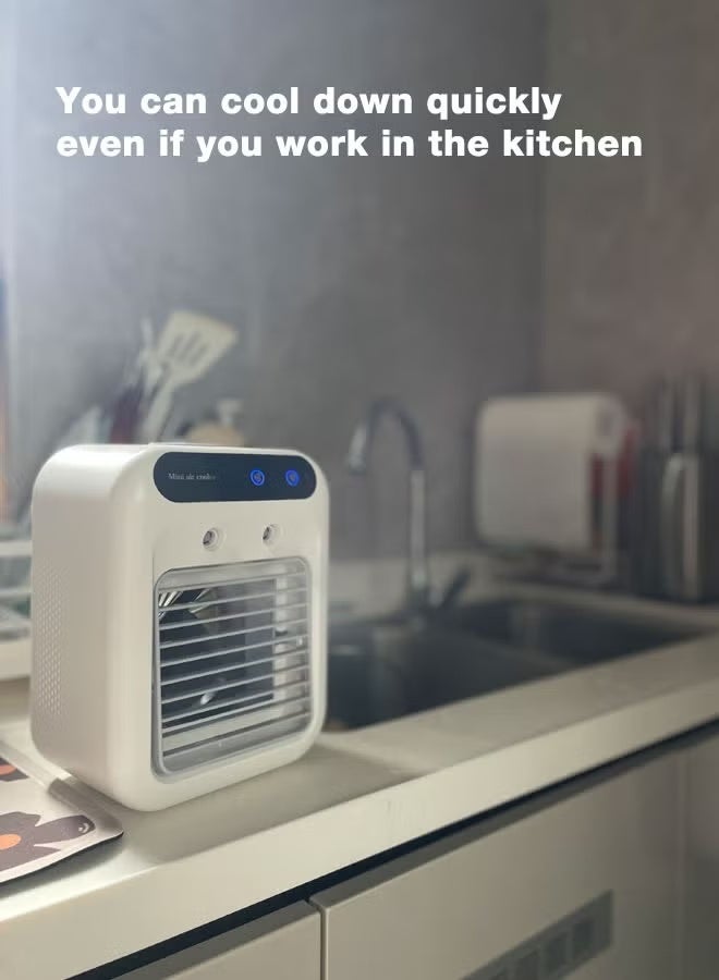 Portable Air Conditioner Portable and rechargeable Fan Mini Evaporative Air Cooler 2 Wind Speeds and 2 Spray Modes for Office Home Dorm 500ml water tank White - Image 4