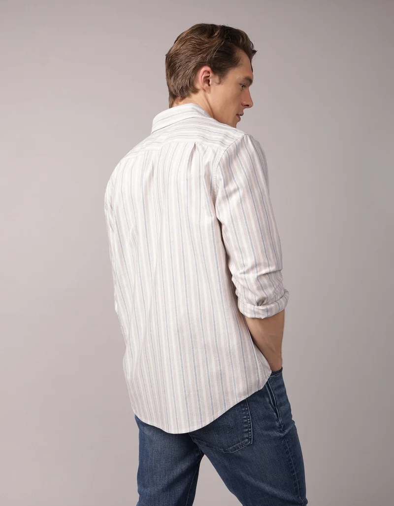 امريكان ايجل قميص أكسفورد بأزرار ونمط مخطط للارتداء اليومي