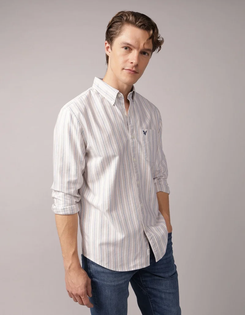 AE Everyday Striped Oxford Button-Up Shirt