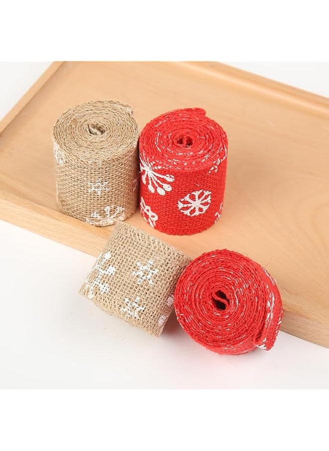 The Bros Set of 2 Eco-Friendly Jute Christmas Ribbons – 6cm x 2m Each, Natural & Red Color, Perfect for Holiday Gift Wrapping, Crafts, and Decorations  - Image 2