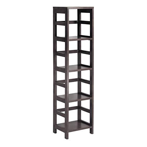 Winsome Wood Capri Wood 4 Section Storage Shelf with 4 Beige Fabric Foldable Baskets - Image 3