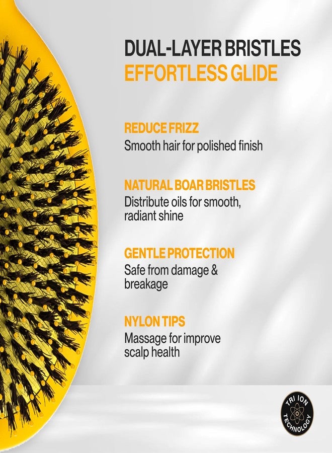 COCCO Aura Brush Set, Ceramic Paddle & Round Hairbrushes for Women, Blow-Drying & Frizz Control, Tourmaline Bristles, Ergonomic Grip, Full Styling Set, Yellow - Image 3
