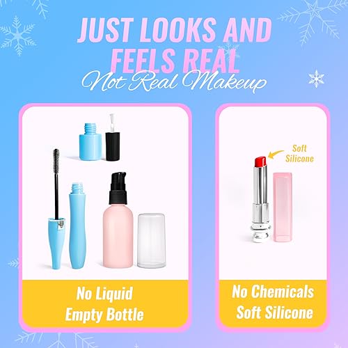 INNOCHEER Pretend Makeup for Toddlers, Fake Play Makeup for Little Girls, Frozen Toy Makeup Set for Girls, Birthday Christmas Princess Gifts Toddler Girl Toys Age 3 4 5 6 7 8 (Not Real Makeup) - Image 3