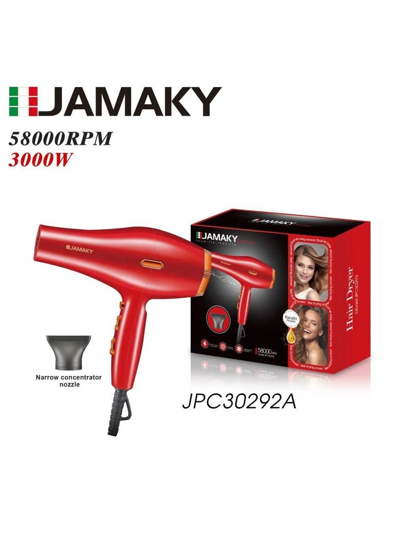 JAMAKY Italy Professional hair dryer with a capacity of 3000 watts 