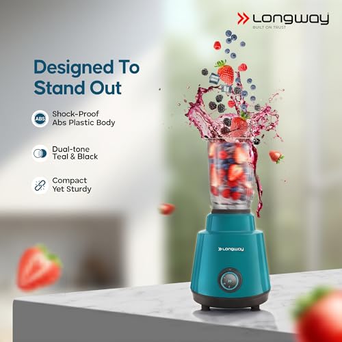 Longway Super Pro Juicer Mixer Grinder | Up to 750W Max Output Powerful Motor | 4 Jars for Grinding, Mixing, Juicing | Teal & Black - Image 2