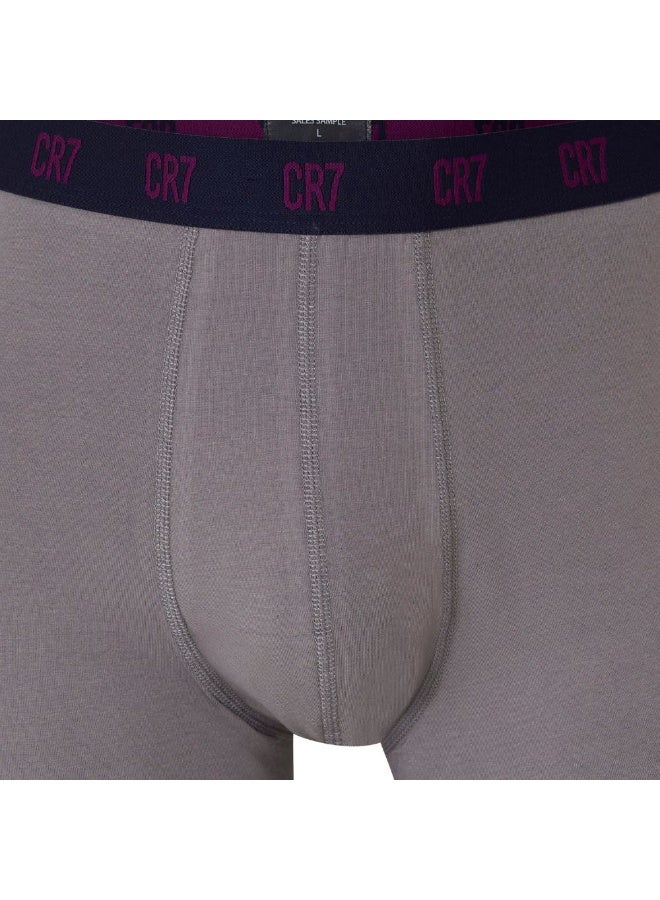 CR7 Men's Boxer Briefs 3 Pack Soft Cotton Stretch Underwear Breathable Comfortable Fit Elastic Waistband Navy Grey - Image 4