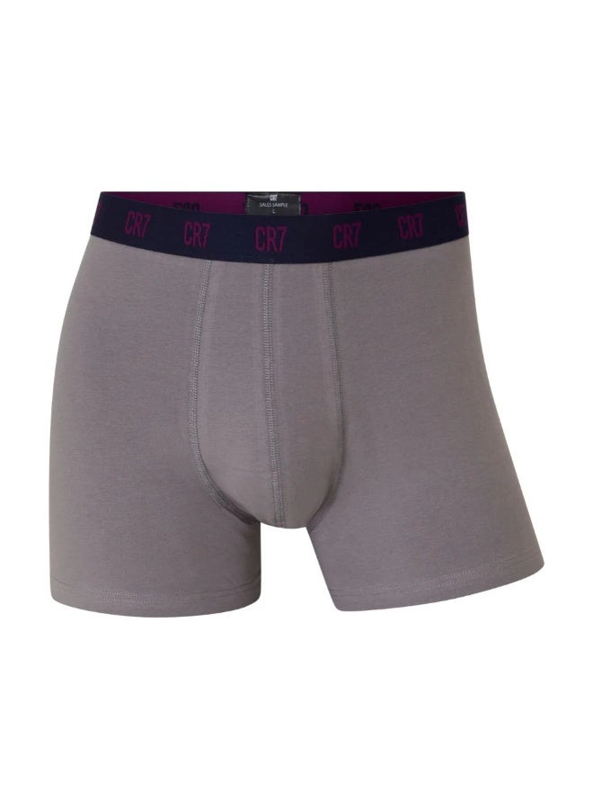 CR7 Men's Boxer Briefs 3 Pack Soft Cotton Stretch Underwear Breathable Comfortable Fit Elastic Waistband Navy Grey - Image 5