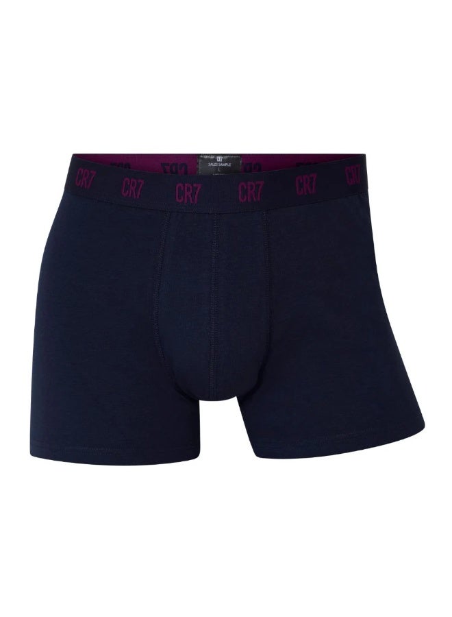 CR7 Men's Boxer Briefs 3 Pack Soft Cotton Stretch Underwear Breathable Comfortable Fit Elastic Waistband Navy Grey - Image 2