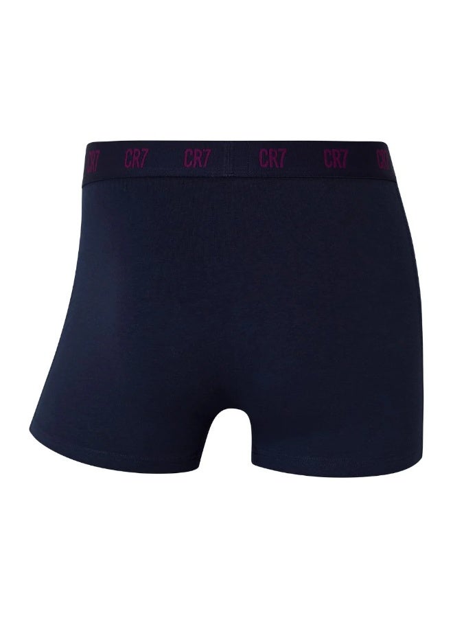 CR7 Men's Boxer Briefs 3 Pack Soft Cotton Stretch Underwear Breathable Comfortable Fit Elastic Waistband Navy Grey - Image 3