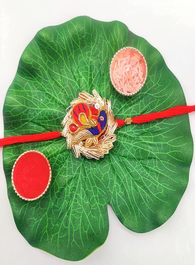 PrideKraft Rakhi Designer Rakhi combo | Roli Tilak Pack | Rakhi For Brother and Bhabhi or for your loved once | Fancy Design Rakhi | Stone Kundan Rakhi | 2 Rakhi combo for entire family - Image 4
