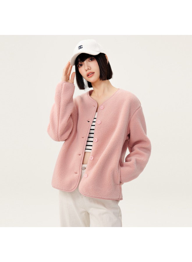 Flying in the snow Women's Skin-friendly Fabric Comfortable Warm Fashion Casual Versatile Jacket V-neck Design Sports Casual Women - Image 4
