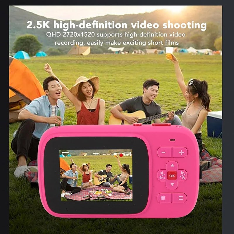Rose Red Digital Camera For Teens 72MP 2 5K Dual Screen 16X Zoom Anti Shake Vlogging Camera - Image 4