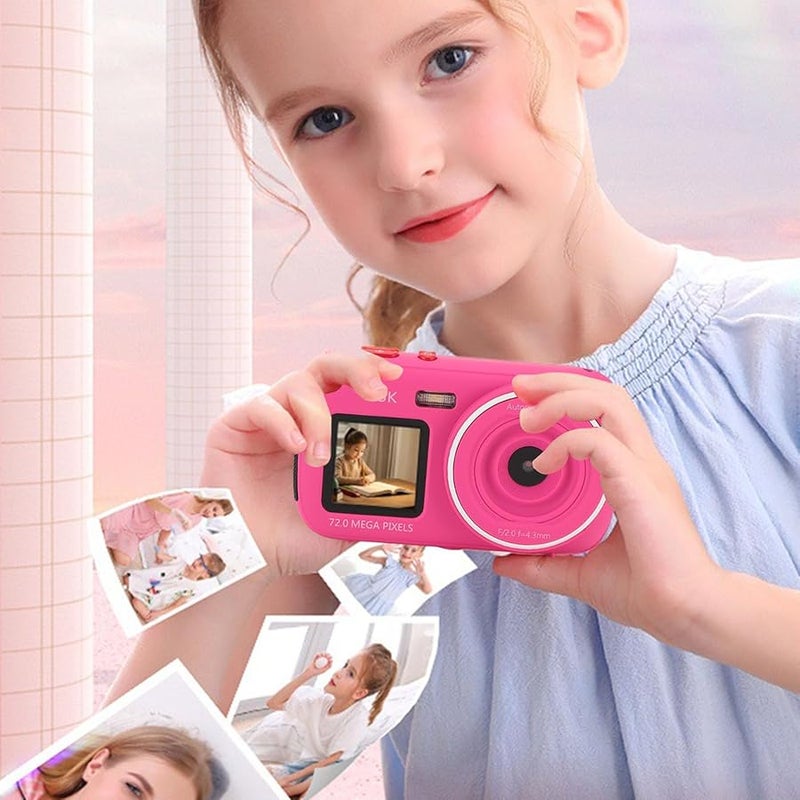 Rose Red Digital Camera For Teens 72MP 2 5K Dual Screen 16X Zoom Anti Shake Vlogging Camera - Image 3