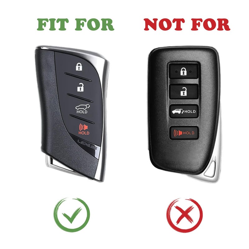 TANDRIVE Key Fob Cover for Lexus 2023-2025 2026 RX NX TX ES GX RZ UX LX LS LC 2018-2026, 4 Button, Silicone, 2-Pack, Black - Image 2