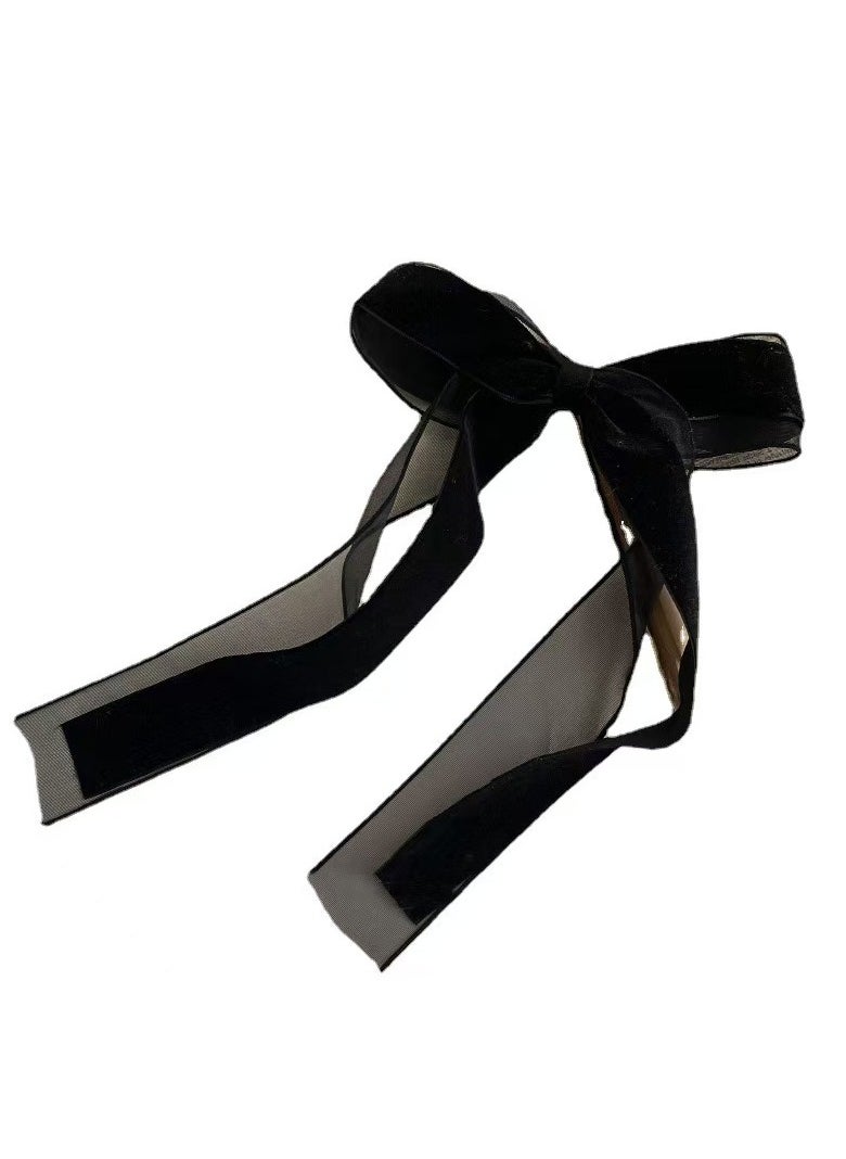 Goolsky Black Velvet Large Bow Knot Hairpin Spring Clip for Women Girls Satin Bow Hair Ties Duckbill Hair Clips Female Hair Accessories  - Image 5