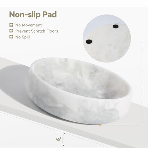 karibiber White Dog Bowl, Marble Dog Food Bowl, Non-Slip Water Dish Large, Heavy Duty Pet Bowl for Large Dogs, African Natural Marble, Holds 6 Cups(6lbs) - Image 3