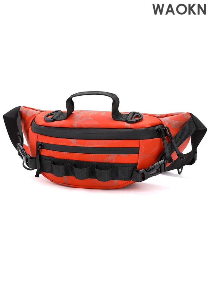 WAOKN Fly Fishing Chest Pack & Sling Bag - Waterproof Waist Tackle Storage Bag with Multiple Pockets - Crossbody Sling Backpack for Travel, Hiking & Outdoor Adventures - Adjustable Straps & Durable  Design (Red) - Image 1