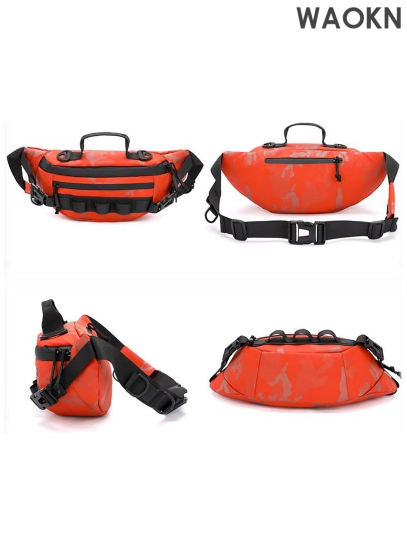 WAOKN Fly Fishing Chest Pack & Sling Bag - Waterproof Waist Tackle Storage Bag with Multiple Pockets - Crossbody Sling Backpack for Travel, Hiking & Outdoor Adventures - Adjustable Straps & Durable  Design (Red) - Image 2