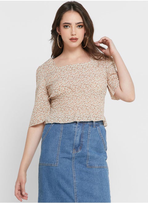 Wide Sleeve Bodycon Crop Top