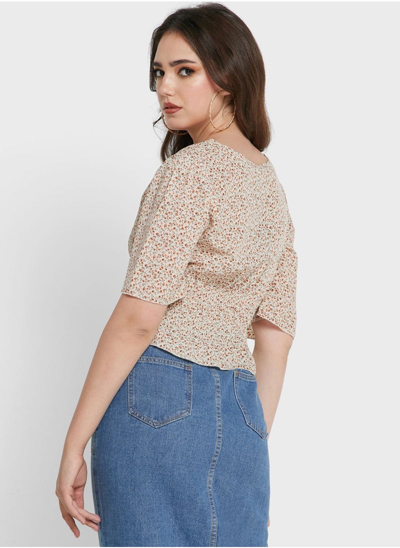 Ginger - Wide Sleeve Bodycon Crop Top - Image 1