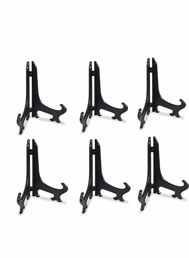 Plate Stand, 8 Inch 6pcs Wood Easels Plate Display Stands, Picture Frame Stand, Holder Solid Wood Base Bracket Decoration Frame Swing Plate Photo Shelf Bracket 6 Pack  - Image 1