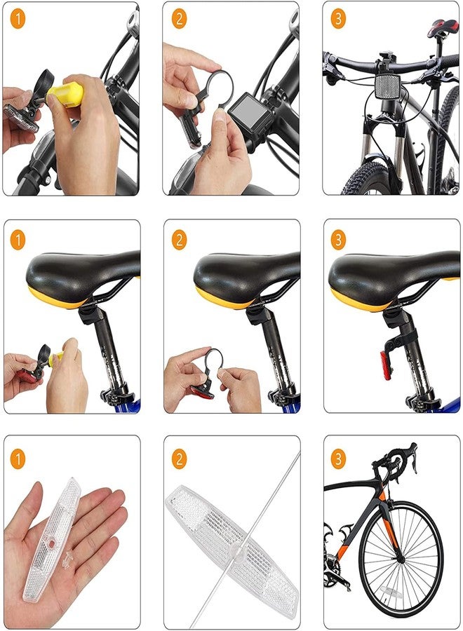 VICDUEKG 6 Pcs Bicycle Reflectors Front and Rear Kit Bike Wheel Spoke Reflectors Accessories, Mountain Bike Safety Warning Reflectors for Night Cycling, Handlebar, Seatpost - Image 4