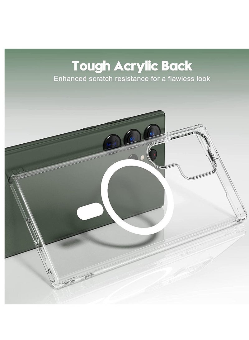 Samsung Galaxy S23 Ultra Magnetic Case Clear, Compatible with Magsafe Charging, Slim Fit Protective Cover for Galaxy S23 Ultra, Shockproof Soft Silicone TPU Bumper, Crystal Clear Anti-Yellow - Image 2