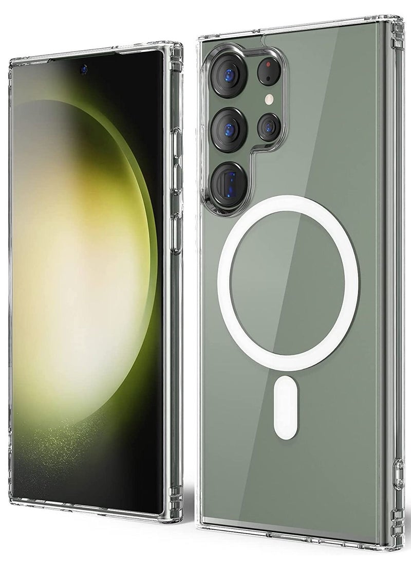 Samsung Galaxy S23 Ultra Magnetic Case Clear, Compatible with Magsafe Charging, Slim Fit Protective Cover for Galaxy S23 Ultra, Shockproof Soft Silicone TPU Bumper, Crystal Clear Anti-Yellow - Image 1