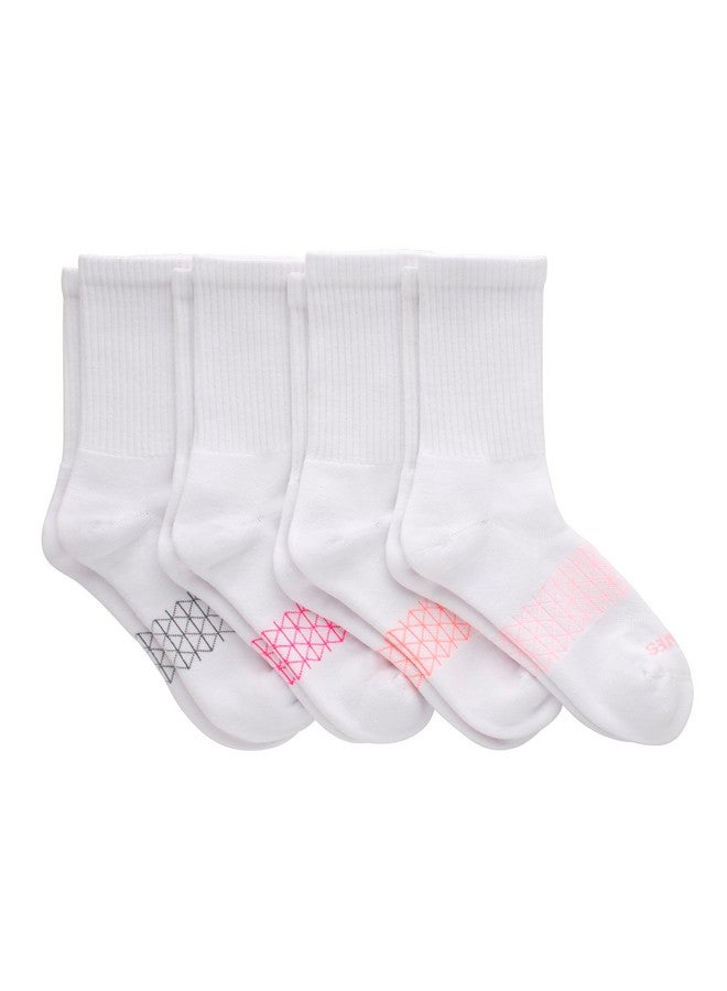 Hanes Cushioned, Absolute Active Crew Socks for Women, Seamless Toe, 4-Pairs, White, 5-9 - Image 2