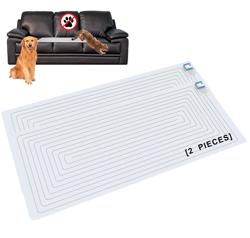 SEERWAY Scat Pet Shock Mat 2 Pieces Shock Pads for Dogs and Cats Training Indoor Electric Repellent Mat Keeps Pets Off Couch Sofa Countertop 3 Modes 2 Pieces Same Size Battery Operated