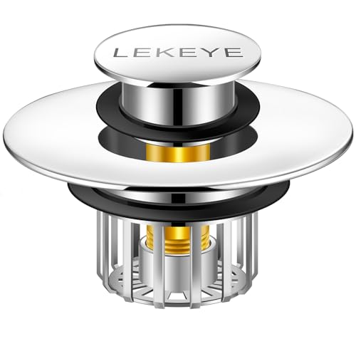 LEKEYE Tub Stopper | Shower Drain Hair Catcher | Pop-up Drain Stopper with Strainer | Bathroom Bathtub Plug | Drain Protector for 1-1/2 to 1-3/4" Bath Drain Hole - Image 1