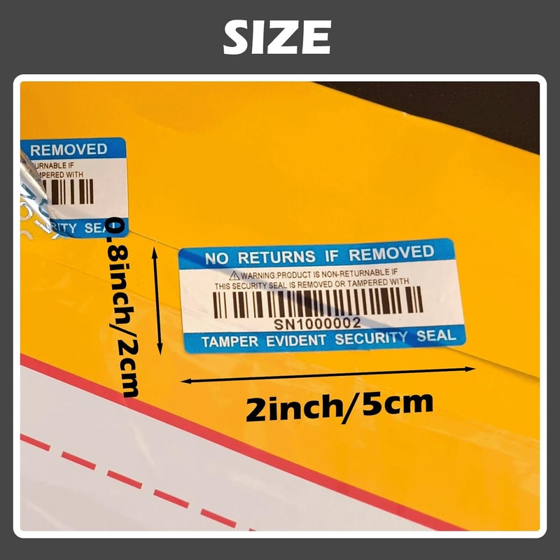 ILMBVM 120pcs Tamper Proof Barcode Stickers,Security Label, Warranty Void Sticker with Double Individual Serial Number,Tamper Evident Sealing Label for Package(2x0.8 inches,Blue) - Image 3