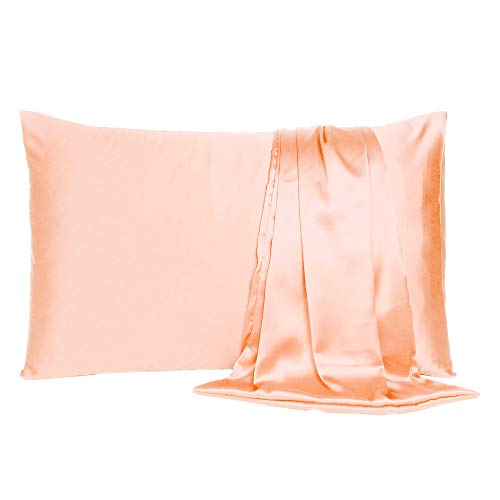 Oussum Satin Pillow case Soft & Comfortable Silk Pillowcase Solid Pillow Cover Single Pcs with Free Scrunchie (Gossamer Pink, Regular Size (18"x27") - Image 1