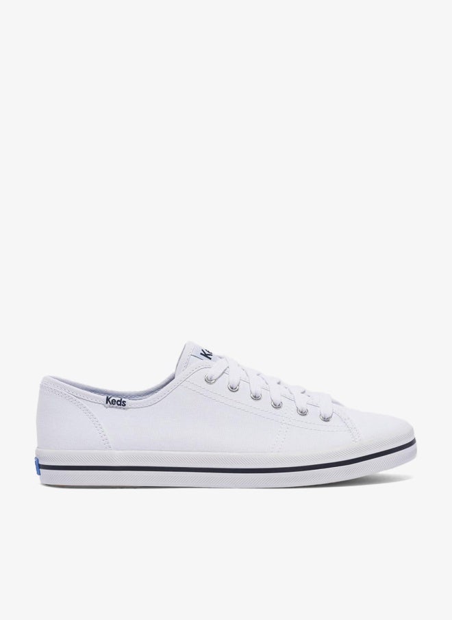 Keds Women's Kickstart Lace Up Pennant Canvas Casual Sneaker White - Image 1