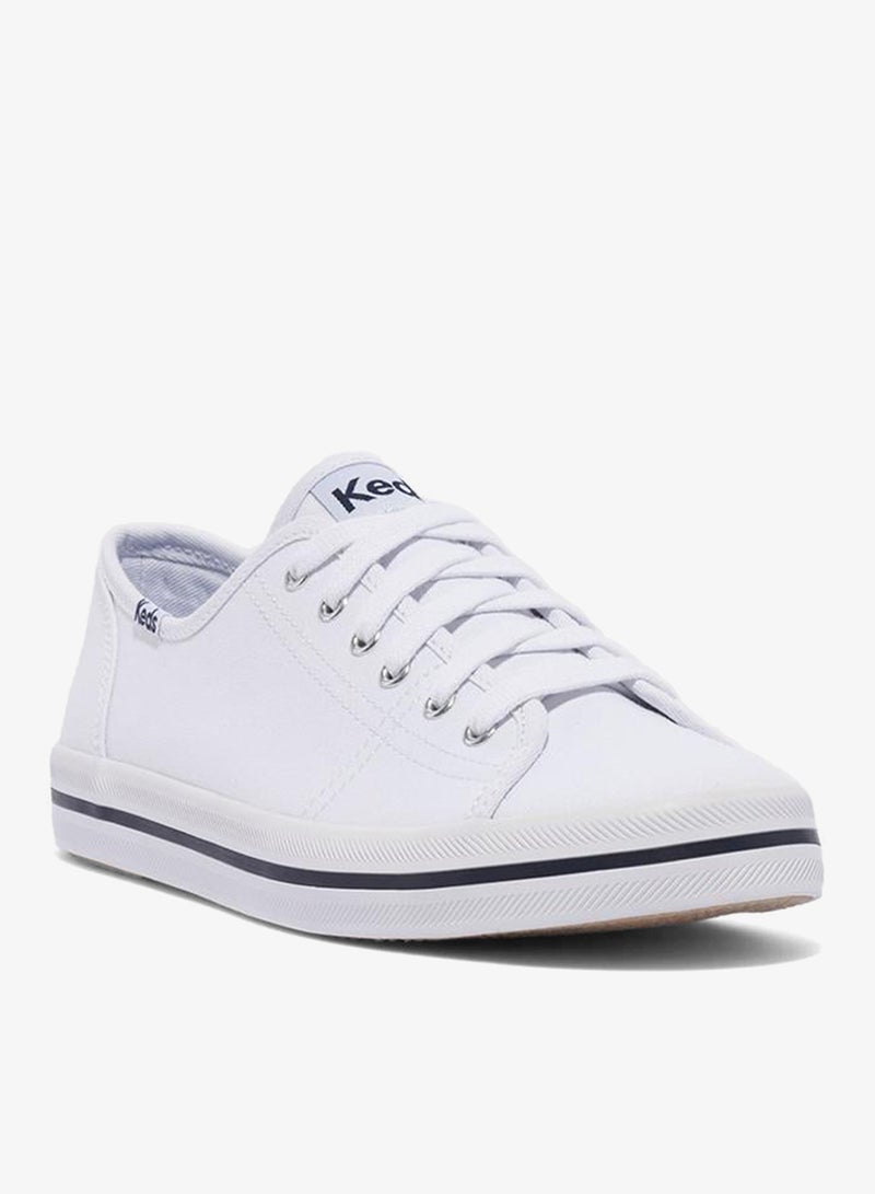 Keds Women's Kickstart Lace Up Pennant Canvas Casual Sneaker White - Image 3
