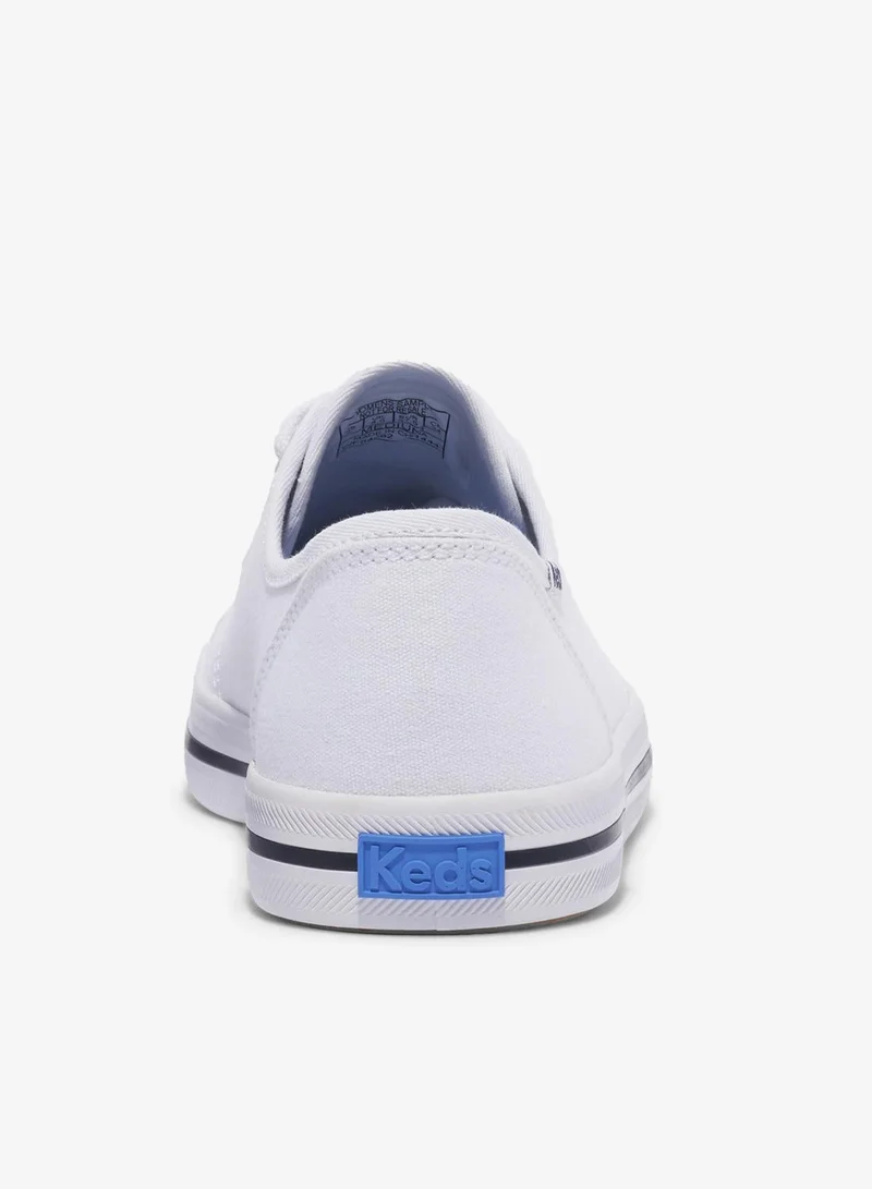 Keds Keds Women's Kickstart Lace Up Pennant Canvas Casual Sneaker White