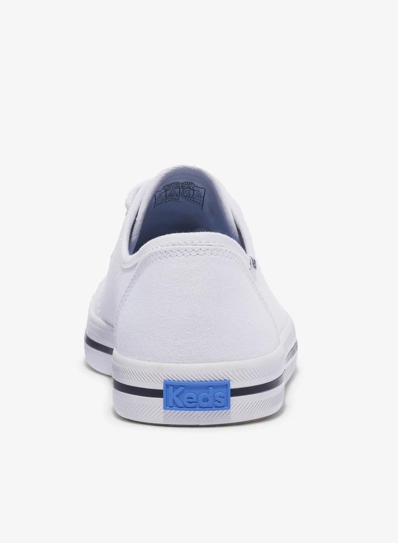 Keds Women's Kickstart Lace Up Pennant Canvas Casual Sneaker White - Image 2