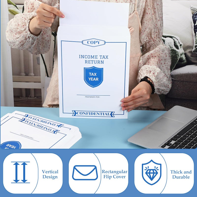 Skyygemm أظرف إرجاع ضريبة الدخل من سكاي جيم 100 قطعة لمعدي الضرائب 9 × 12 بوصة أظرف بيضاء مفتوحة الطرف كبيرة للبريد للمكتب والأعمال والمستندات القانونية وورق الكتالوج - Image 4
