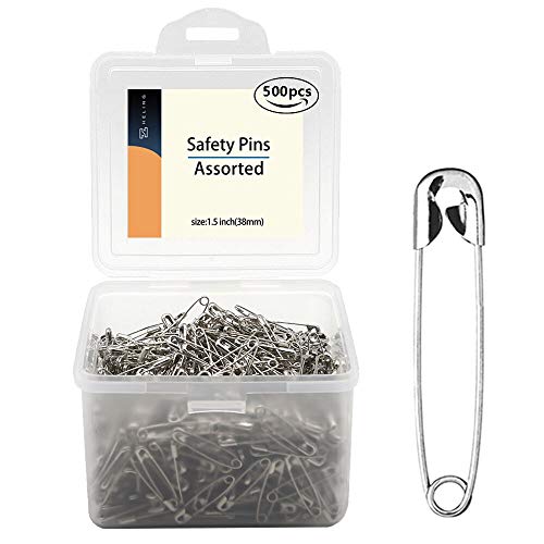 vrupin 1.5Inch/38mm Safety Pins Bulk (38mm-500pcs) - Image 1