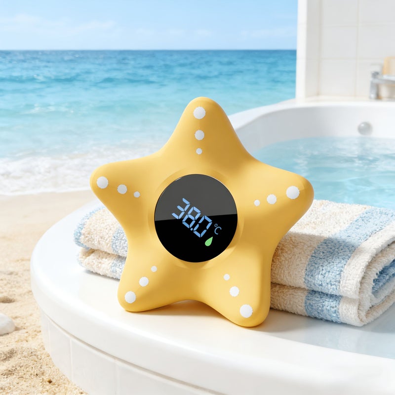 Orange Starfish Baby Tub Water Thermometer Floating Infant Pool Temperature Warning - Image 1