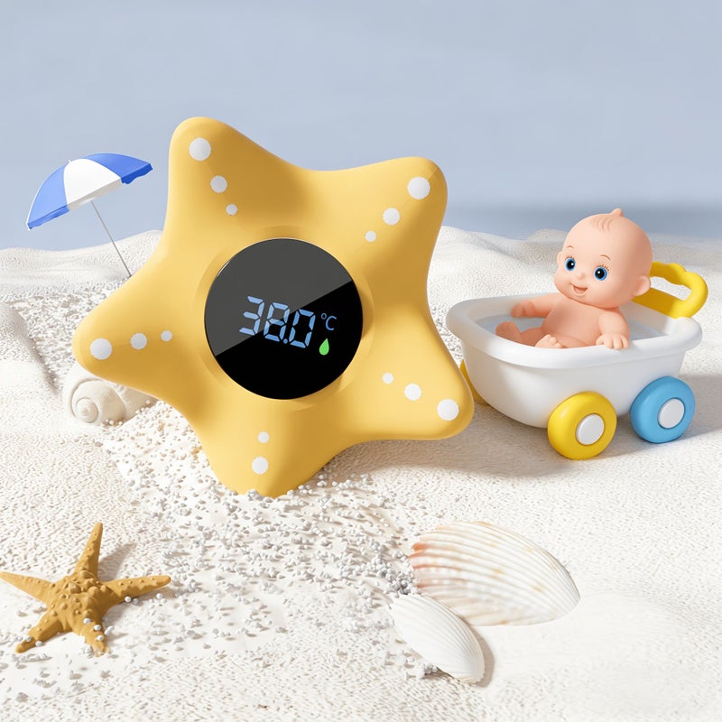 Orange Starfish Baby Tub Water Thermometer Floating Infant Pool Temperature Warning - Image 3