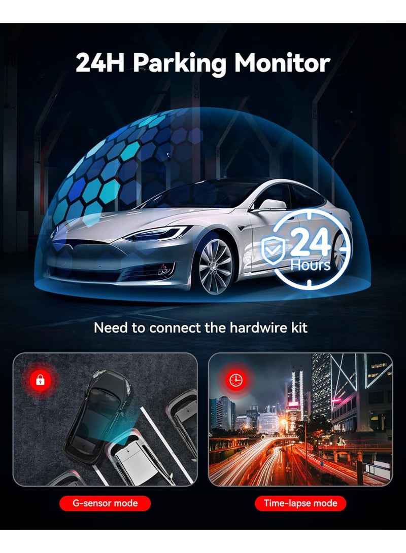 REDTIGER REDTIGER 4K Dashcam Car Camera with WiFi and GPS Car Camera, Dash CAM 3.18" IPS Screen, 170° Wide Angle, Night Vision, Loop Recording, G-Sensor, Parking Monitor, 256GB MAX  - Image 4