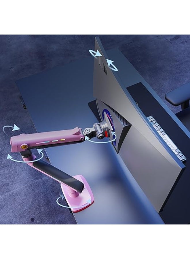 NB NORTH BAYOU NB RGB Gaming Monitor Arm – Heavy-Duty & Adjustable Stand for Flat, Curved & Ultra-Wide Screens 32"–60", VESA 75/100, Load Capacity up to 20kg - Image 4
