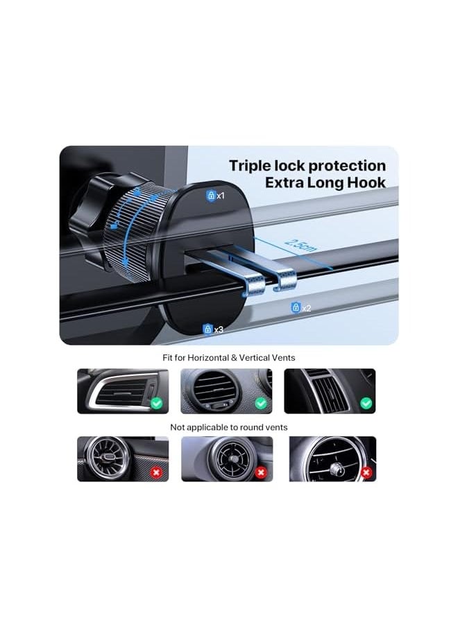 Miracase - Car Phone Holder [Newest Double Steel Hook] Phone Holder Car, Mobile Holder for Car Air Vent, Car mobile Holder - Image 1