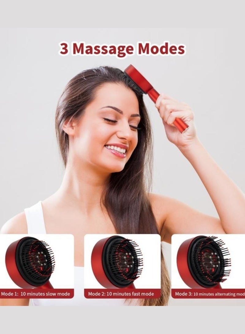ELTRAZONE 2-in-1 Electric Hair & Scalp Massager Comb with Oil Diffuser, 3 Massage Modes, Relaxing Head Massager & Hair Brush for Stress Relief, Circulation & Hair Care – Red - Image 2