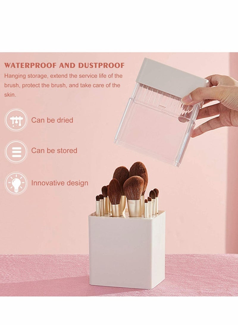 KASTWAVE Makeup Brush Holder 2 in 1 Multifunctional Makeup Brush Storage Organizer with Lid, Portable Waterproof Dustproof Air-Drying Makeup Brush for... - Image 4